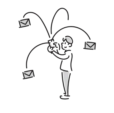 メールを送る男性のイラスト