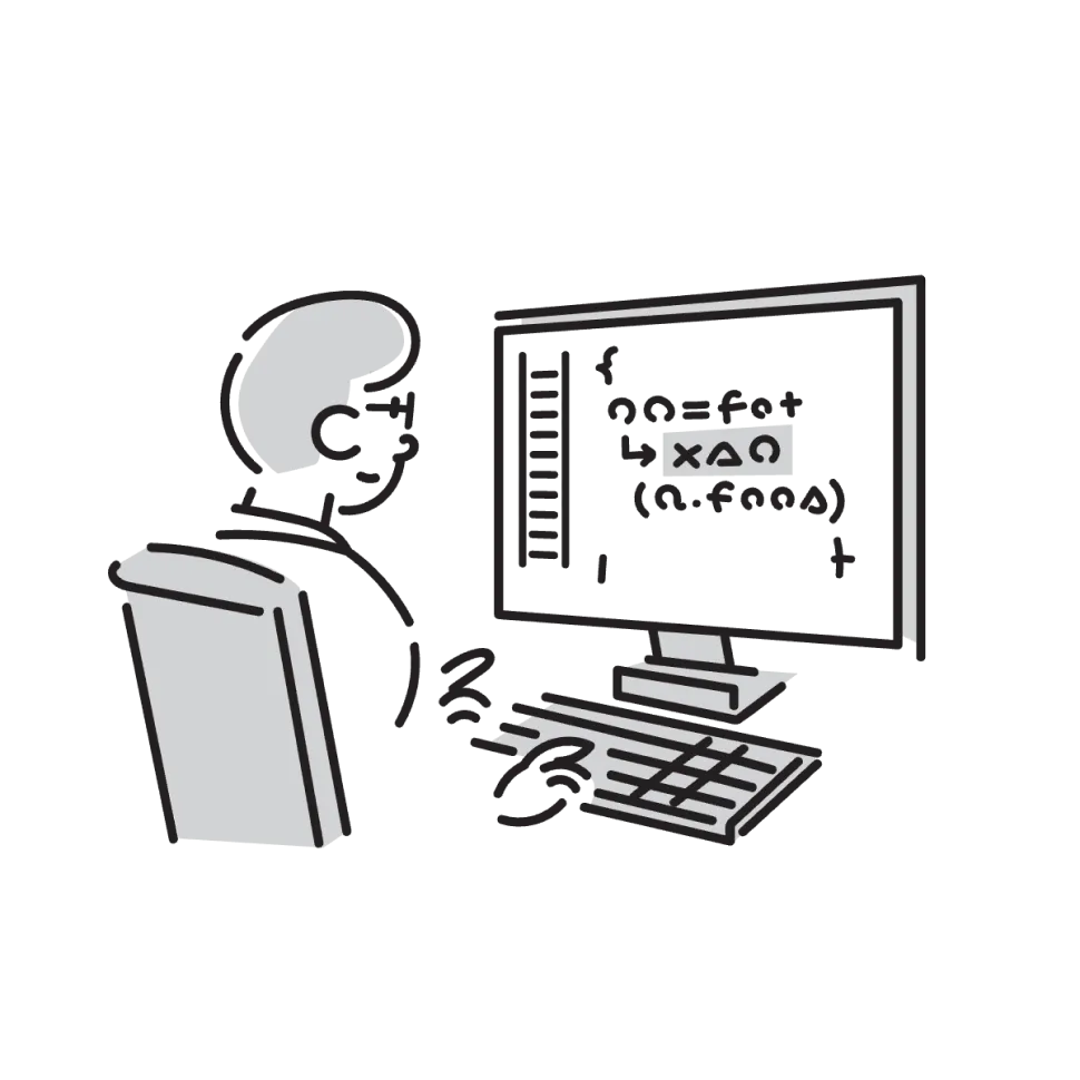 女性とPCのイラスト